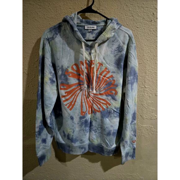 True Religion Something Kinda Wild Womens Tie Dye Hooded Sweatshirt Size Medium - Picture 1 of 7